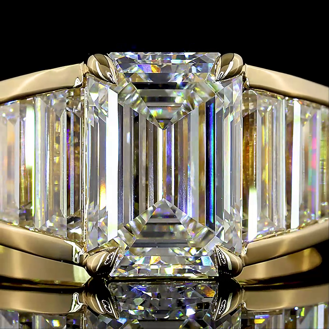 5.82 CTTW Emerald Lab Diamond Special Ring 14k White Gold D Color and VS1 Clarity jewelry-spot-usa