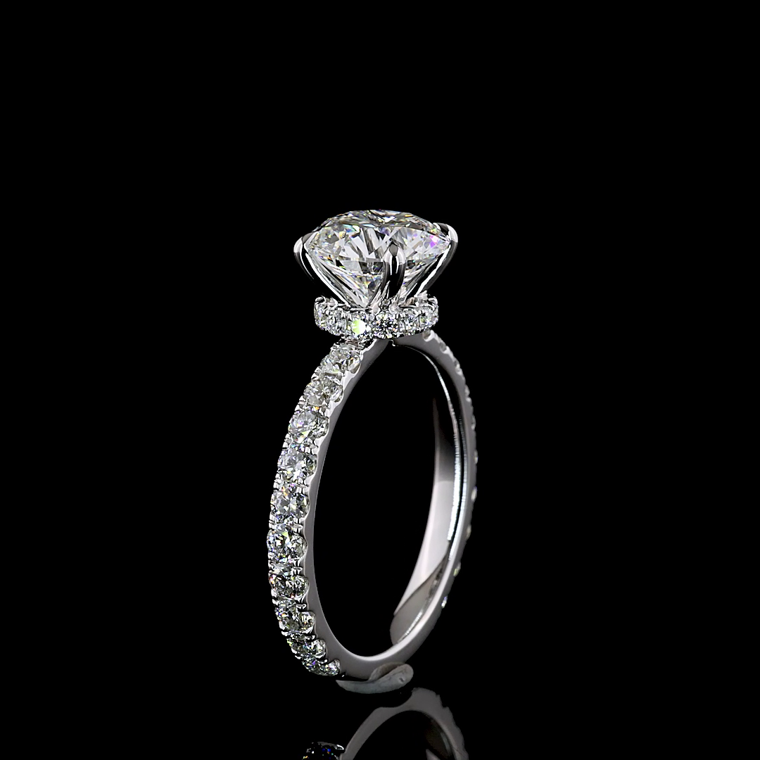 3.02 CTTW Round Lab Grown Diamond Hidden Halo Ring Sz. 6.5 (D Color and VS2 Clarity)