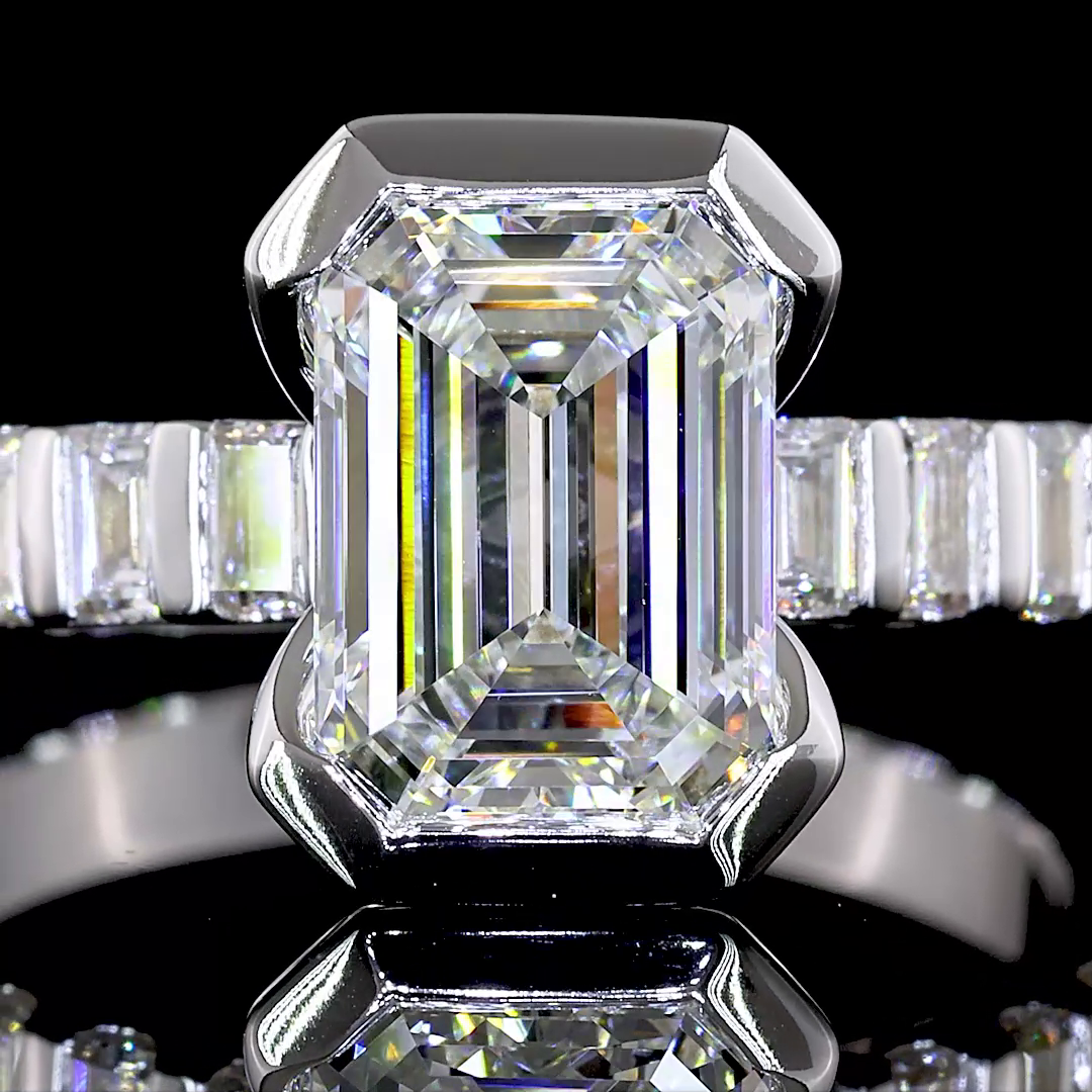 2.74 CTTW Emerald Lab Diamond Hidden Halo Ring 14k White Gold D Color and VVS2 Clarity jewelry-spot-usa