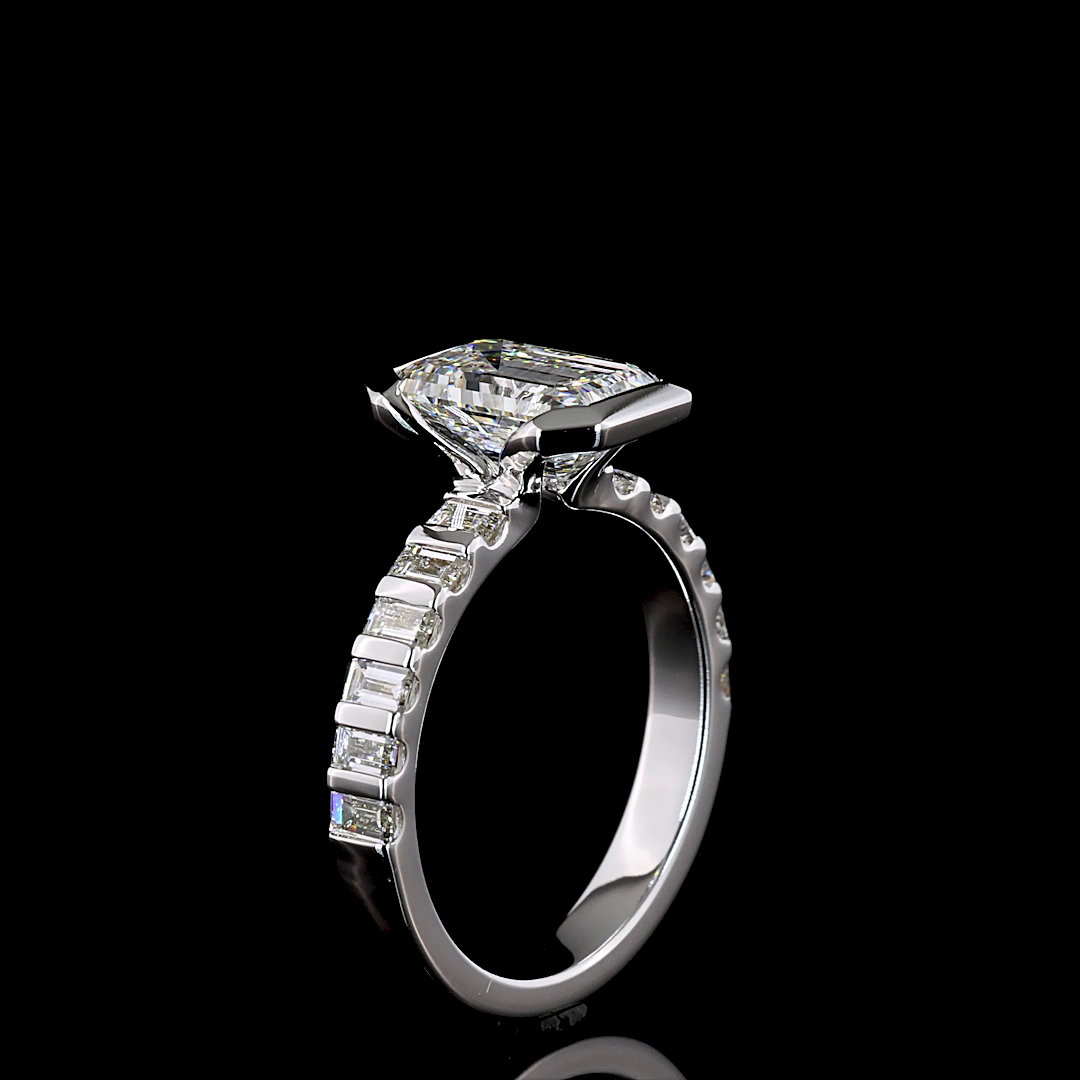 2.74 CTTW Emerald Lab Grown Diamond Hidden Halo Ring Sz. 6 (D Color and VVS2 Clarity)