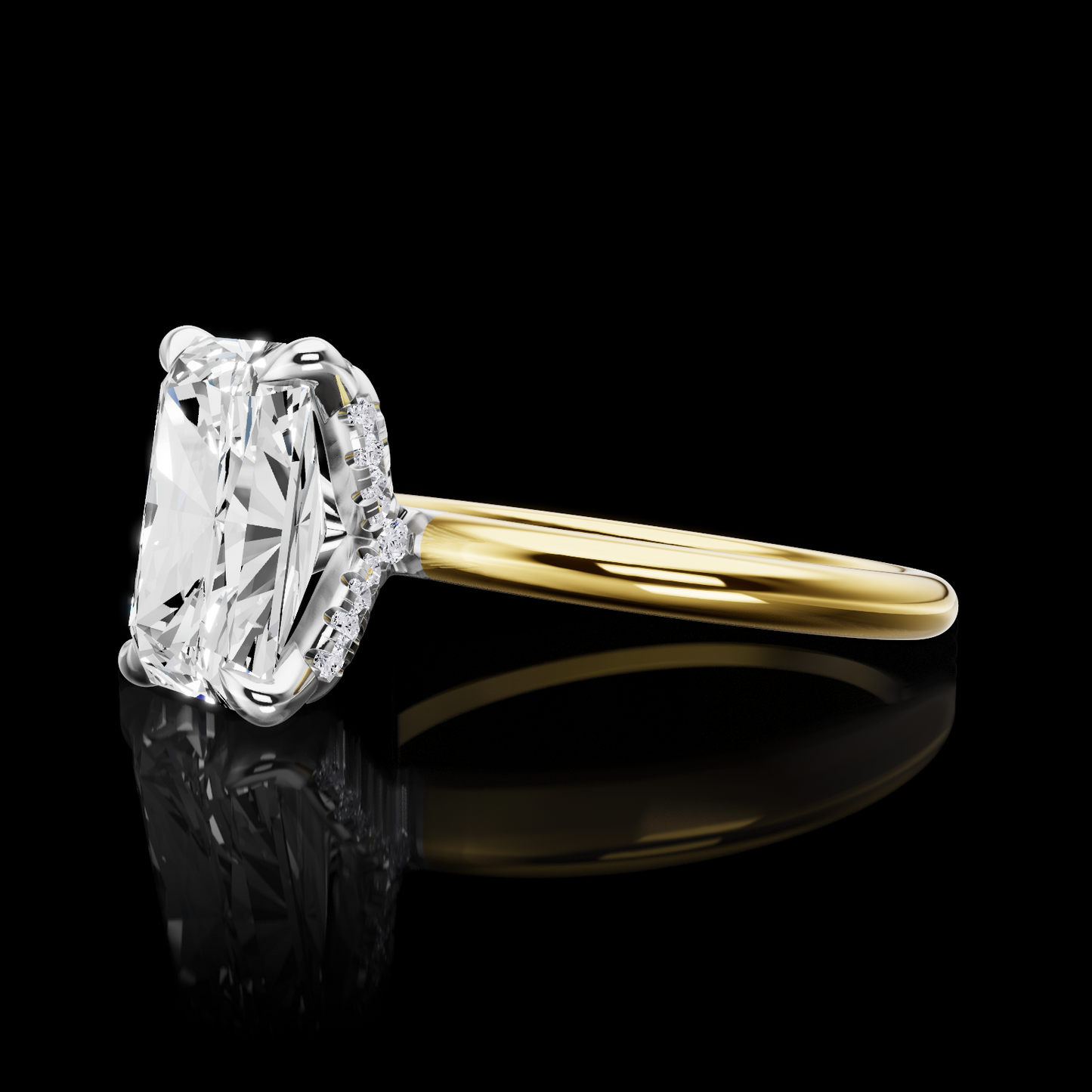3.25 CTTW Emerald Lab Grown Diamond Hidden Halo Ring Sz. 6.5 (E Color and VVS2 Clarity)