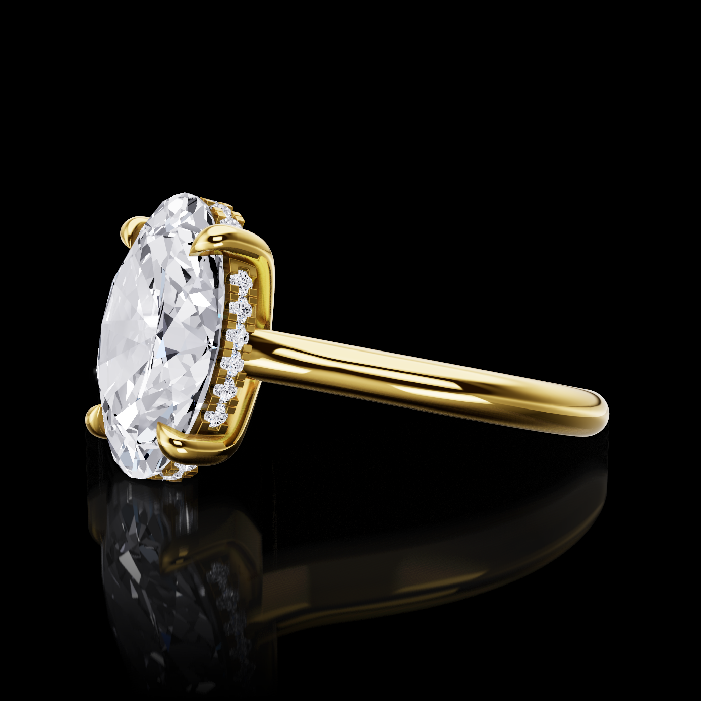 3.63 CTTW Oval Lab Grown Diamond Hidden Halo Ring Sz. 5.5 (E Color and VVS2 Clarity)