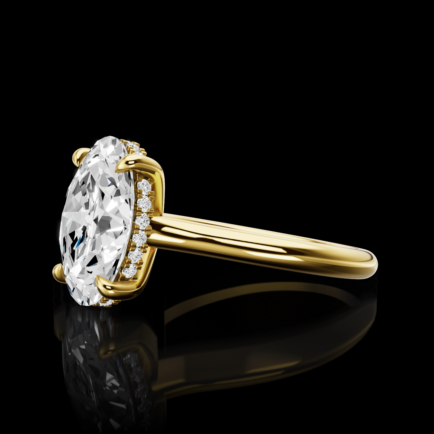 3.67 CTTW Oval Lab Grown Diamond Hidden Halo Ring Sz. 5.5 (E Color and VVS2 Clarity)