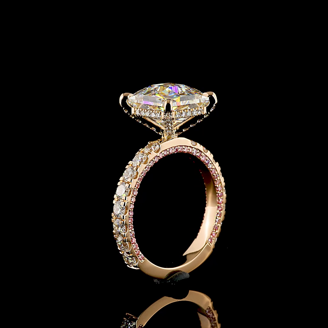 5.56 CTTW Antique Asscher Lab Grown Diamond Hidden Halo Ring Sz. 6 (D Color and VVS2 Clarity)