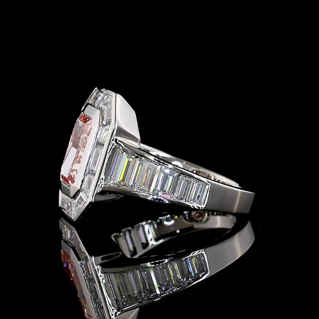 5.66 CTTW Radiant Lab Grown Diamond Halo Ring Sz. 6.5 (FV.P Color and VS1 Clarity)