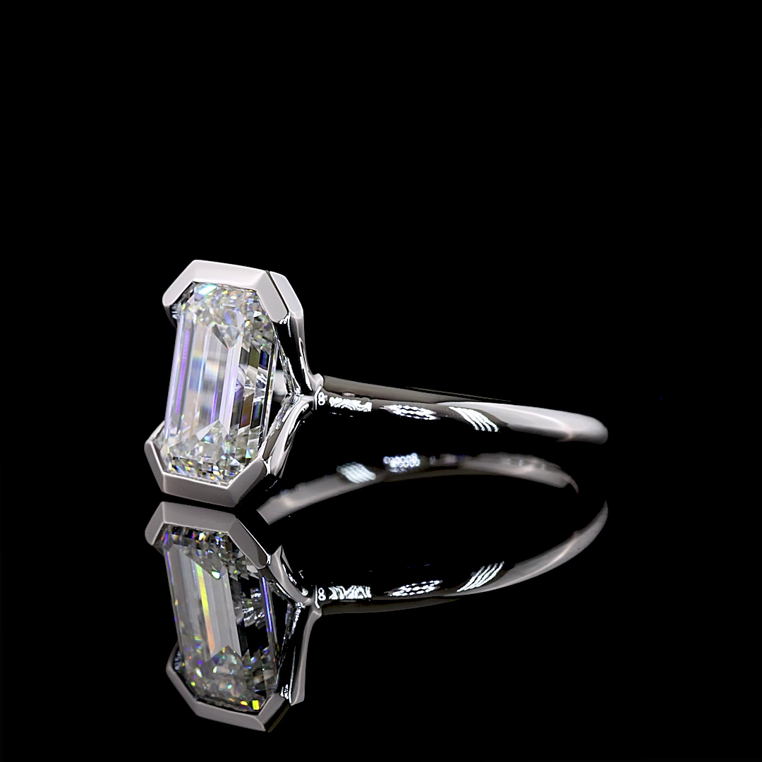 2.66 CT Emerald Lab Diamond Solitaire Ring (F Color and VVS1 Clarity)