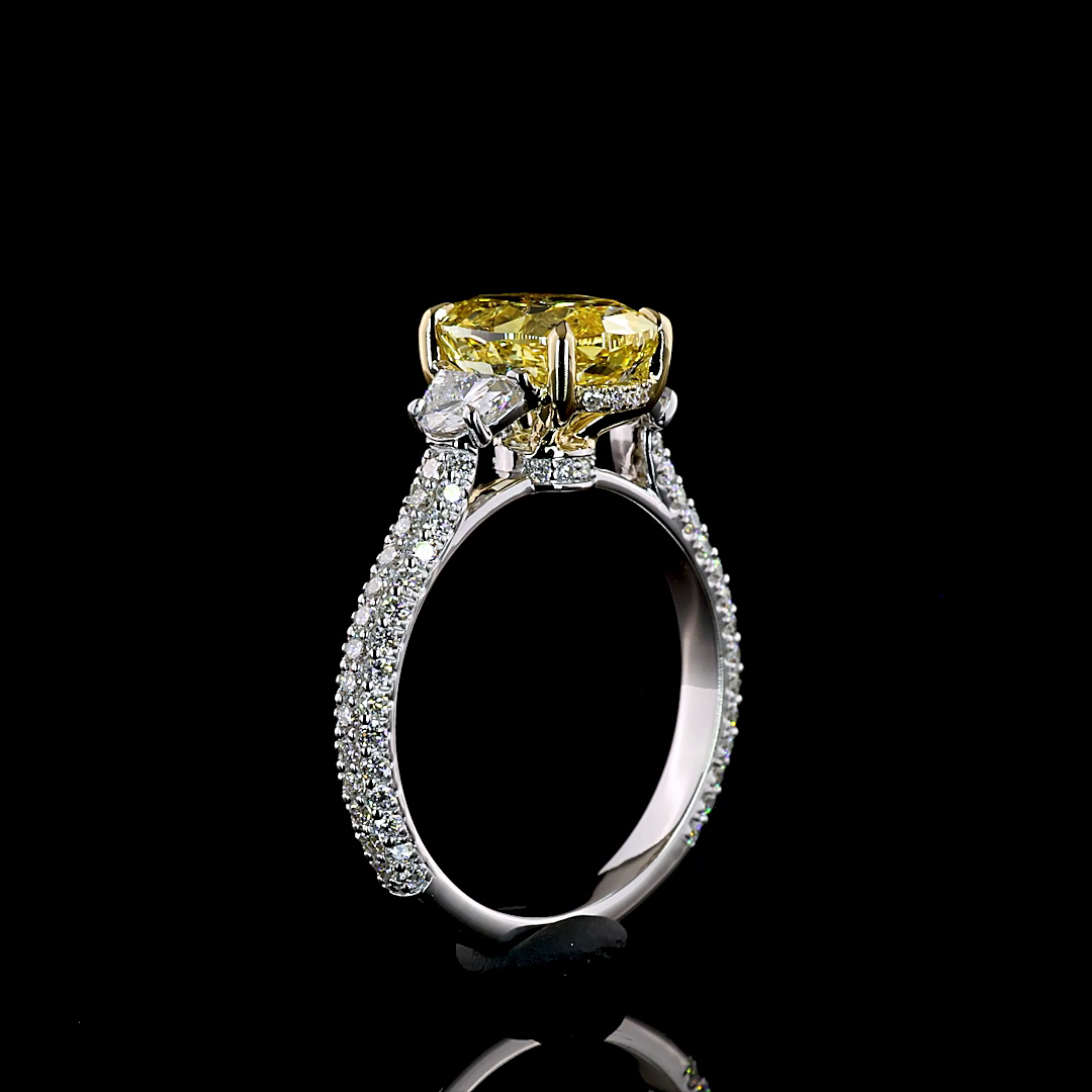 3.63 CTTW Oval Lab Grown Diamond Hidden Halo Ring Sz. 6.5 (FI.YL Color and VVS2 Clarity)
