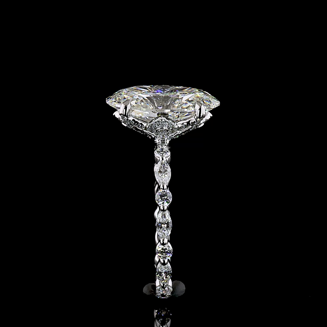 6.09 CTTW Oval Lab Grown Diamond Hidden Halo Ring Sz. 6.5 (F Color and VVS2 Clarity)