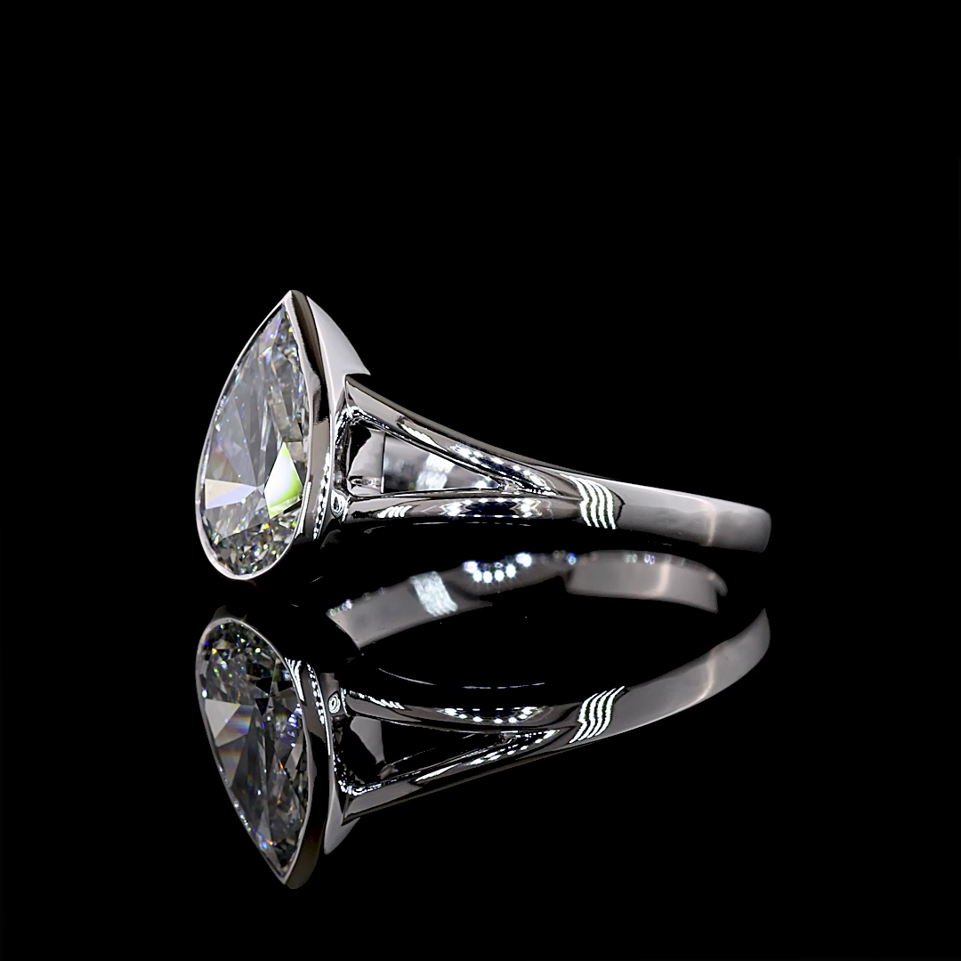 1.55 CT Pear Lab Grown Diamond Solitaire Ring Sz. 6 (F Color and VVS2 Clarity)