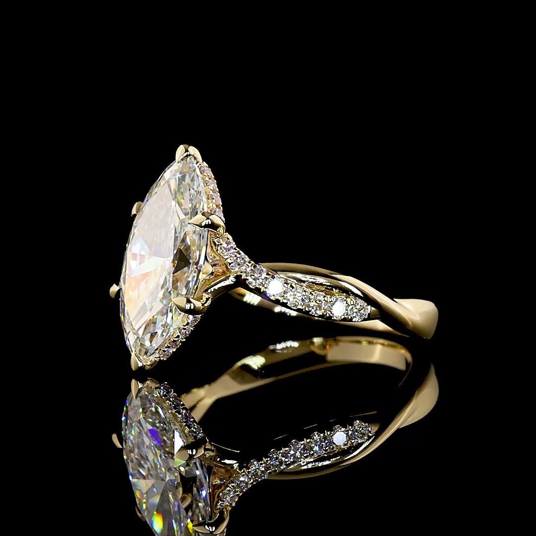3.35 CTTW Marquise Lab Grown Diamond Hidden Halo Ring Sz. 6 (F Color and VS1 Clarity)