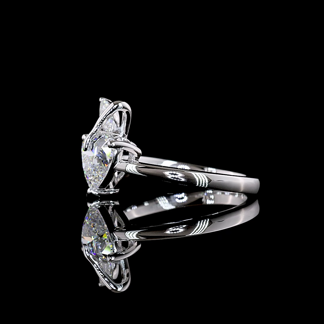 1.88 CTTW Heart Lab Grown Diamond Toi et Moi Ring Sz. 6.5 (E Color and VS1 Clarity)