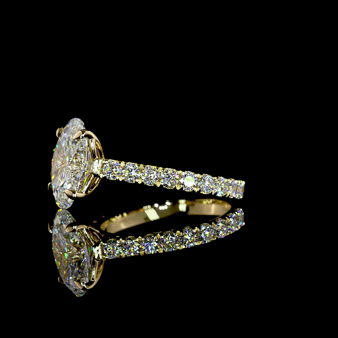 3.99 CTTW Oval Lab Diamond Solitaire Diamond Shank Ring (E Color and VVS2 Clarity)