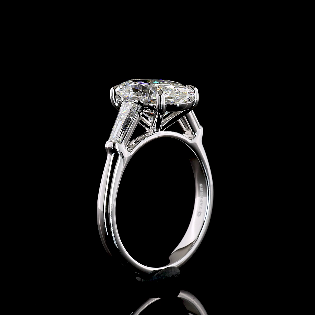 4.24 CTTW Oval Lab Grown Diamond 3 Stones Ring Sz. 7 (D Color and VVS2 Clarity)