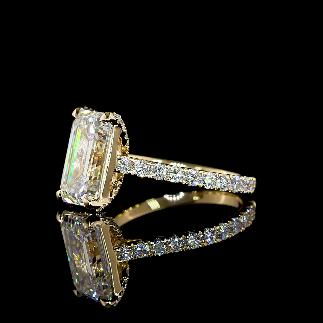 4.98 CTTW Emerald Lab Grown Diamond Hidden Halo Ring Sz. 6 (F Color and VS1 Clarity)