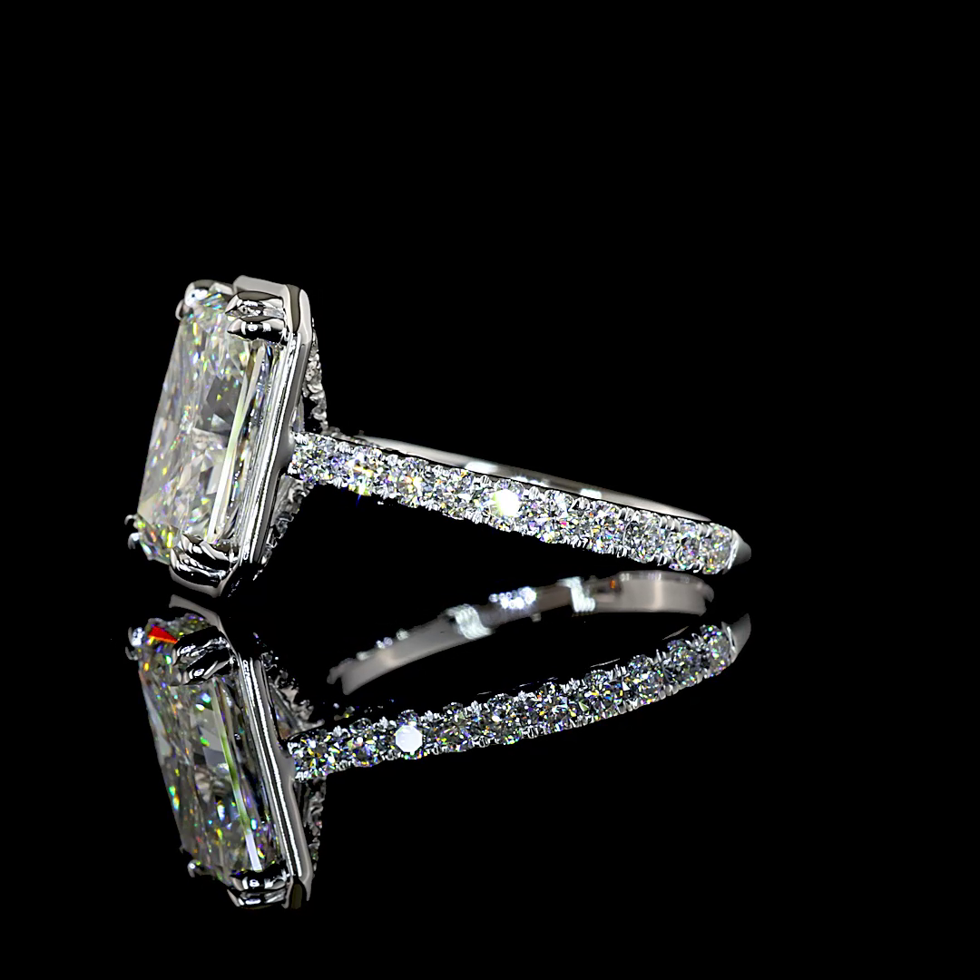 4.87 CTTW Radiant Lab Grown Diamond Hidden Halo Ring Sz. 6 (F Color and VS1 Clarity)