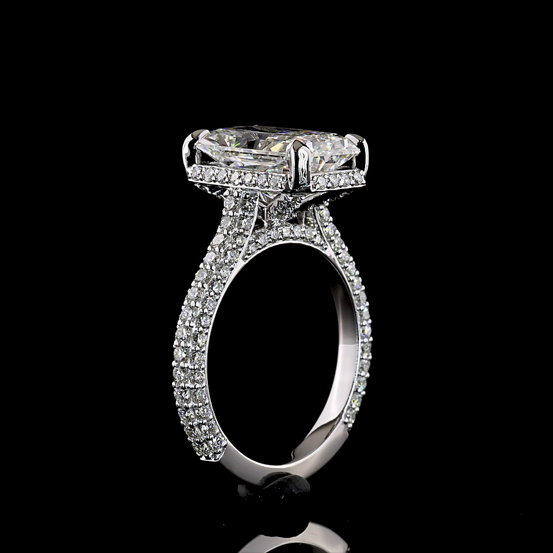 5.47 CTTW Radiant Lab Grown Diamond Hidden Halo Ring Sz. 6 (F Color and VVS2 Clarity)