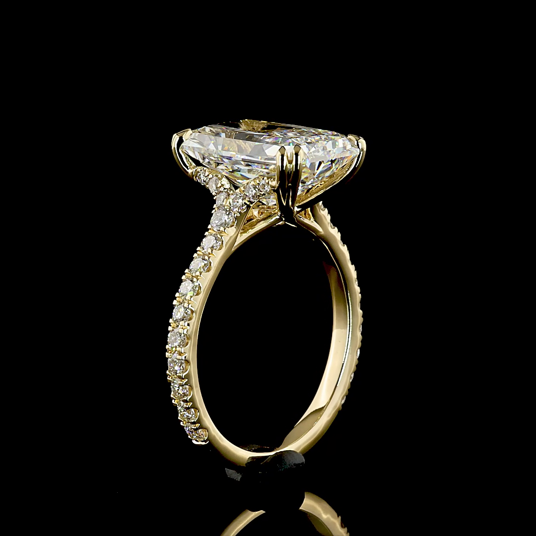 5.69 CTTW Radiant Lab Grown Diamond Solitaire Diamond Shank Ring Sz. 6 (F Color and VS1 Clarity)