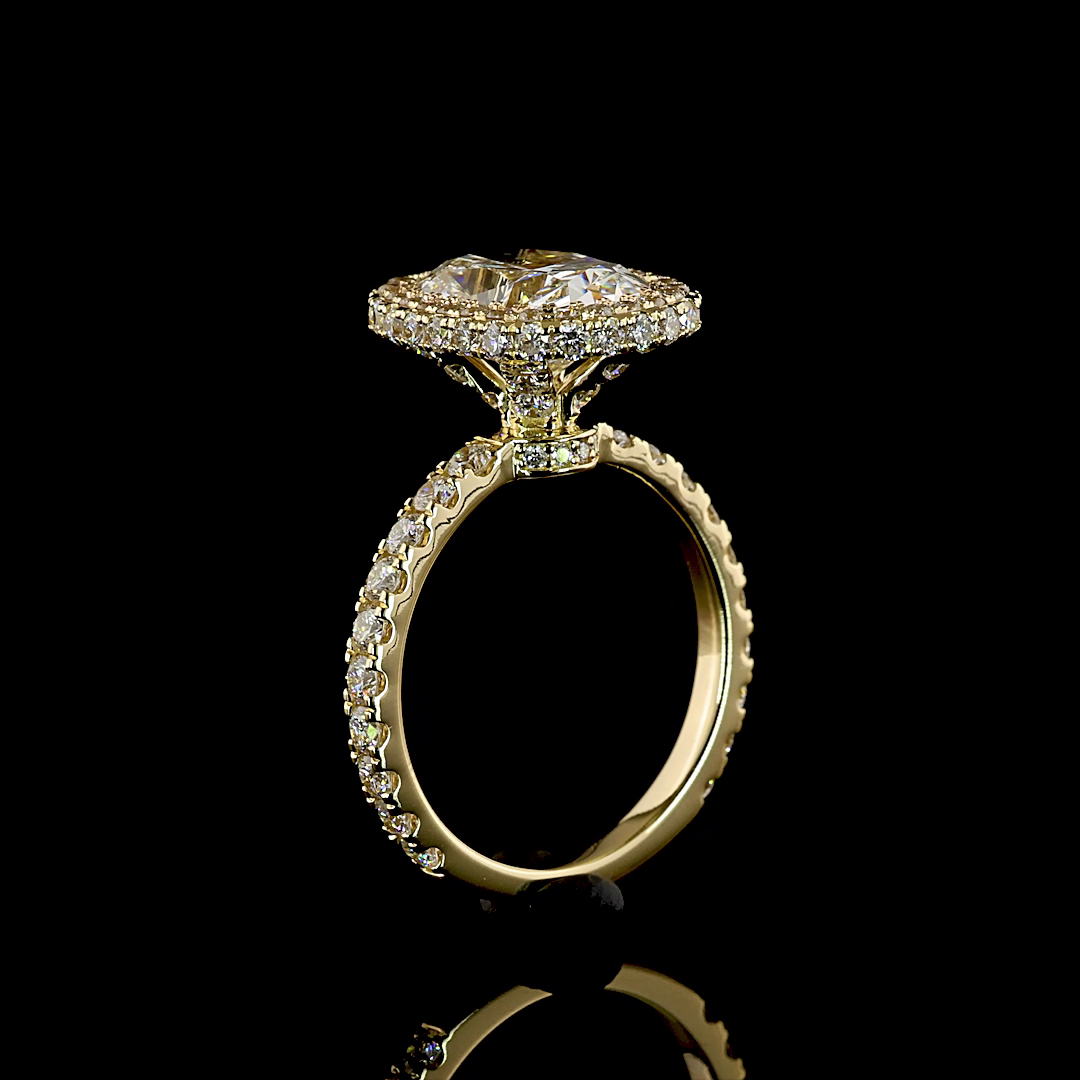 4.79 CTTW Cushion Brilliant Lab Grown Diamond Hidden Halo Ring Sz. 6 (E Color and VS1 Clarity)
