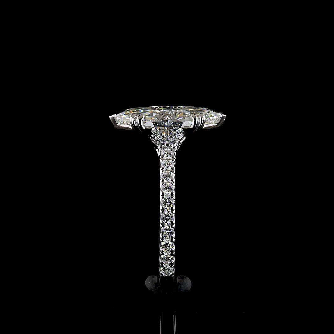 3.67 CTTW Marquise Lab Grown Diamond Solitaire Diamond Shank Ring Sz. 6 (F Color and VS1 Clarity)