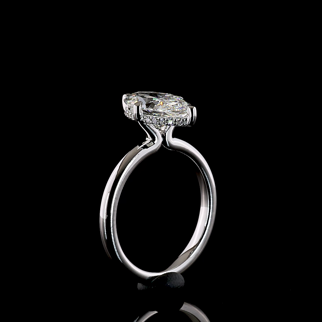 2.67 CTTW Marquise Lab Grown Diamond Hidden Halo Ring Sz. 6.5 (E Color and VS1 Clarity)