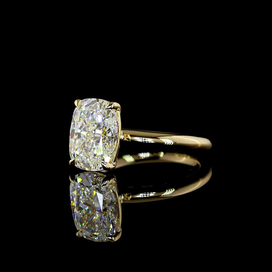 3.28 CT Cushion Brilliant Lab Grown Diamond Solitaire Ring Sz. 6.5 (E Color and VS1 Clarity)