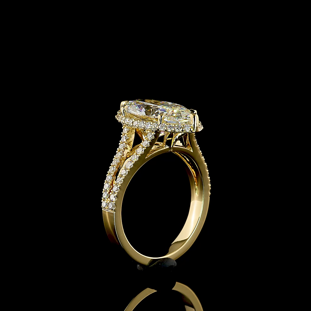 5.16 CTTW Marquise Modified Lab Grown Diamond Split Shank Ring Sz. 6.75 (F Color and VVS2 Clarity)