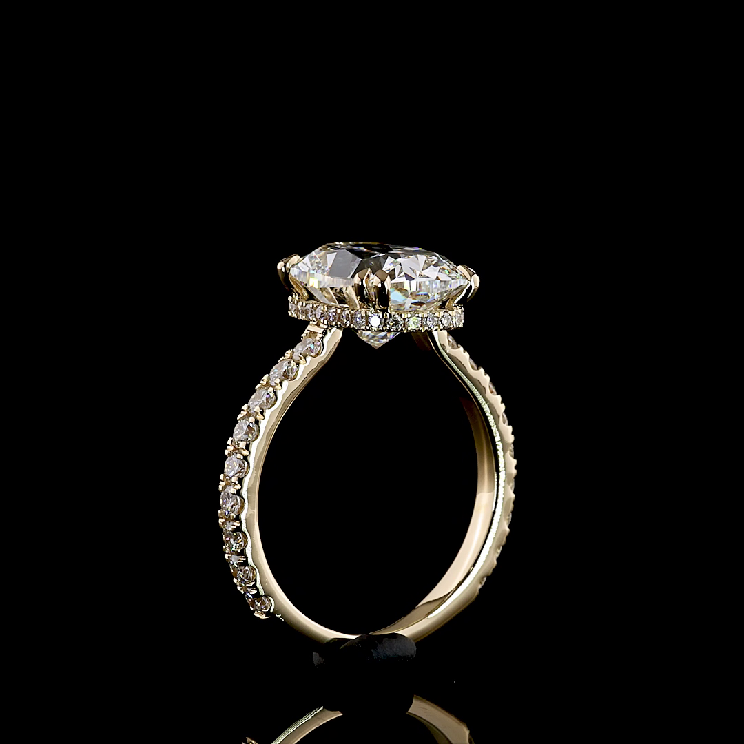 0.70 CTTW Natural Diamond Hidden Halo Ring Sz. 6 (H Color and SI Clarity)
