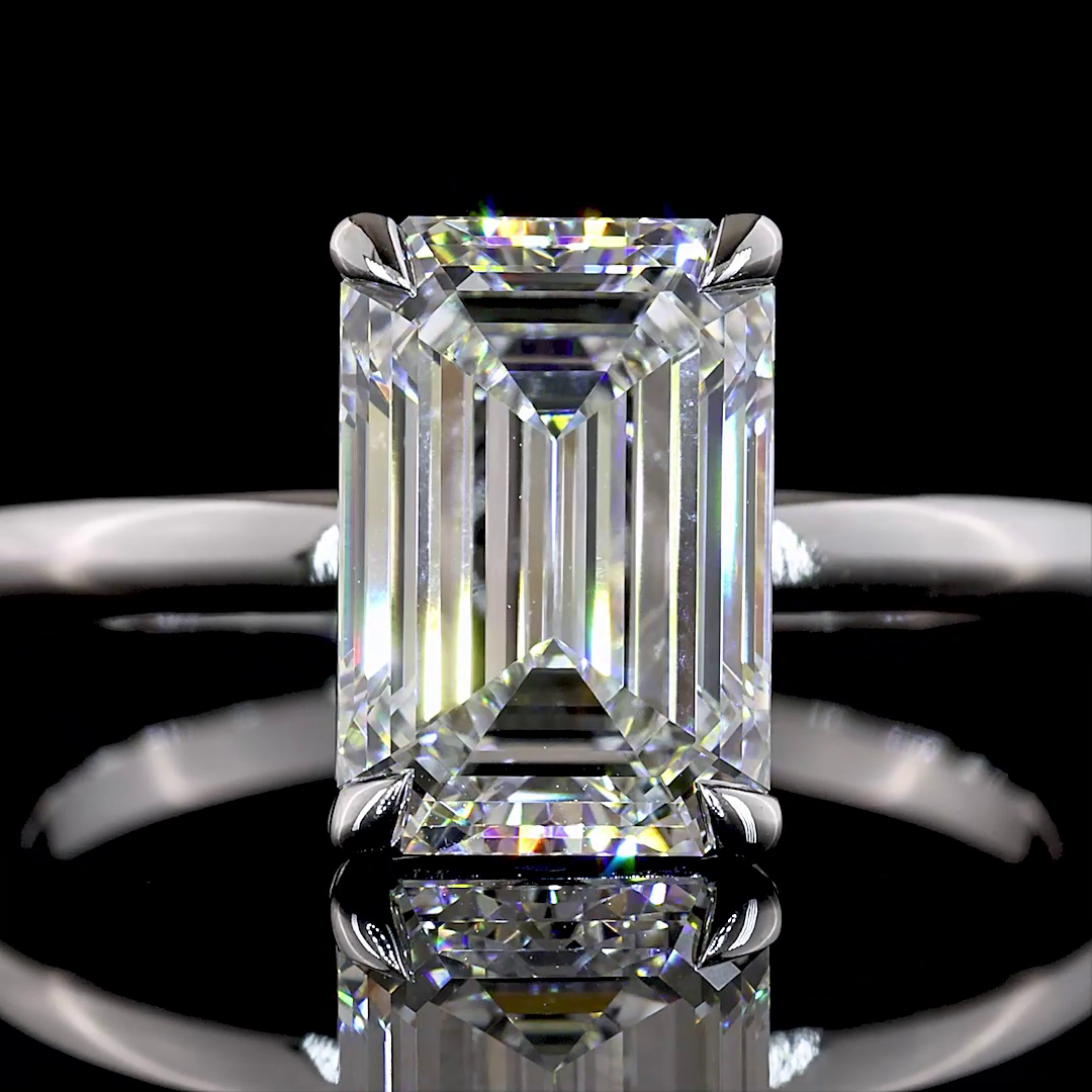 2.78 CT Emerald Lab Grown Diamond Solitaire Ring Sz. 6.5 (E Color and VS1 Clarity)