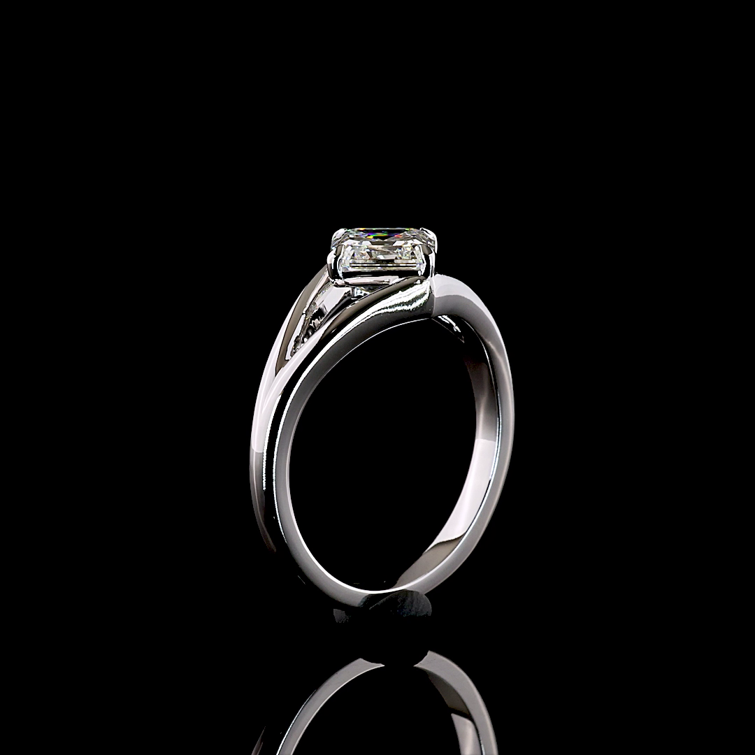 1.28 CT Asscher Lab Grown Diamond Solitaire Ring Sz. 6 (F Color and VS1 Clarity)