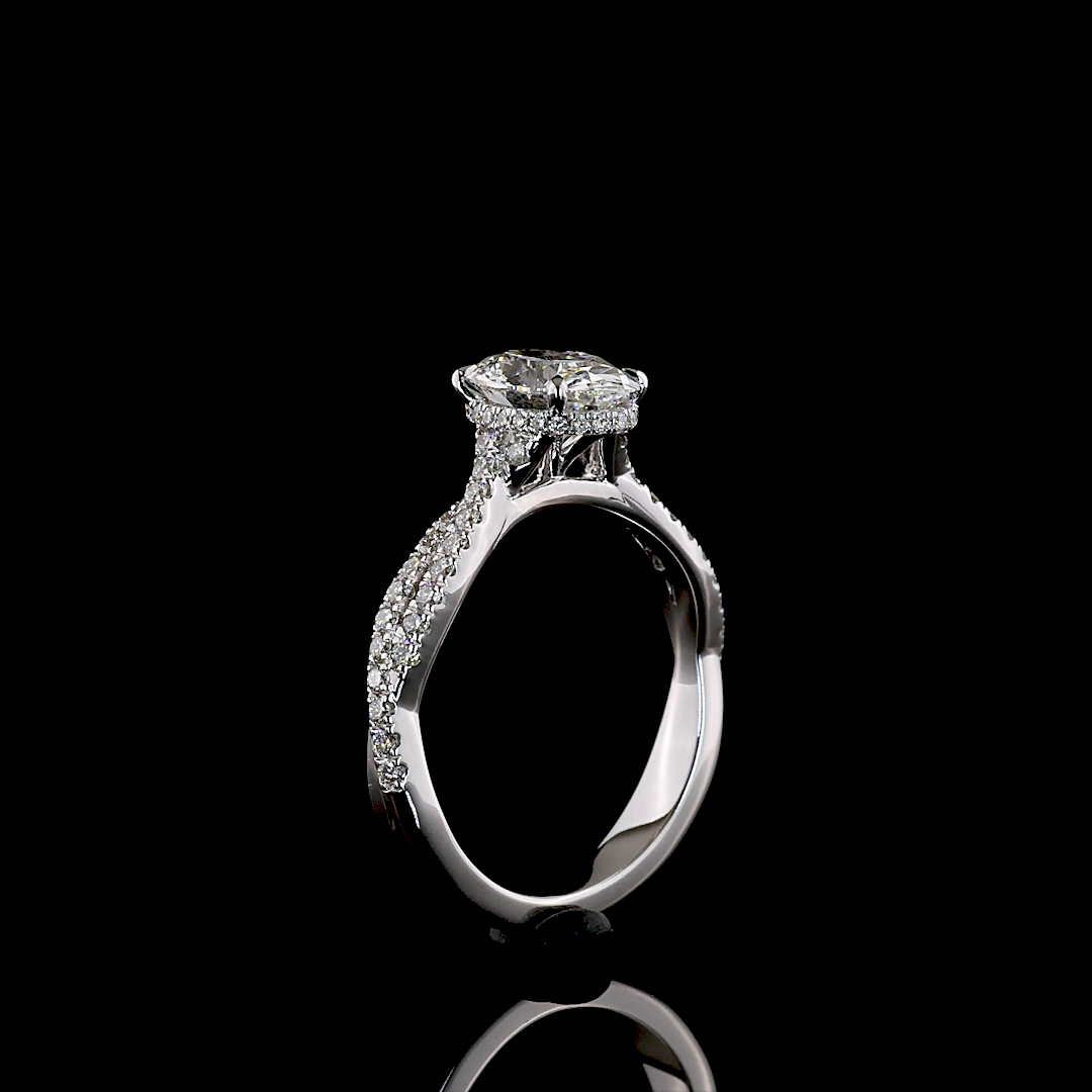 1.62 CTTW Oval Lab Grown Diamond Hidden Halo Ring Sz. 6 (F Color and VS1 Clarity)