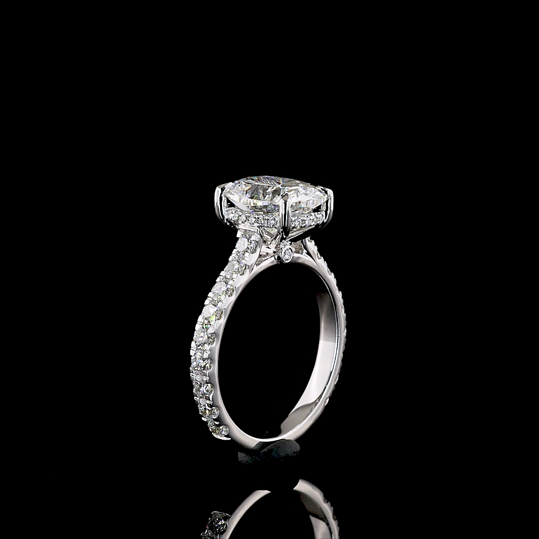 4.11 CTTW Cushion Brilliant Lab Grown Diamond Hidden Halo Ring Sz. 7 (E Color and VS1 Clarity)