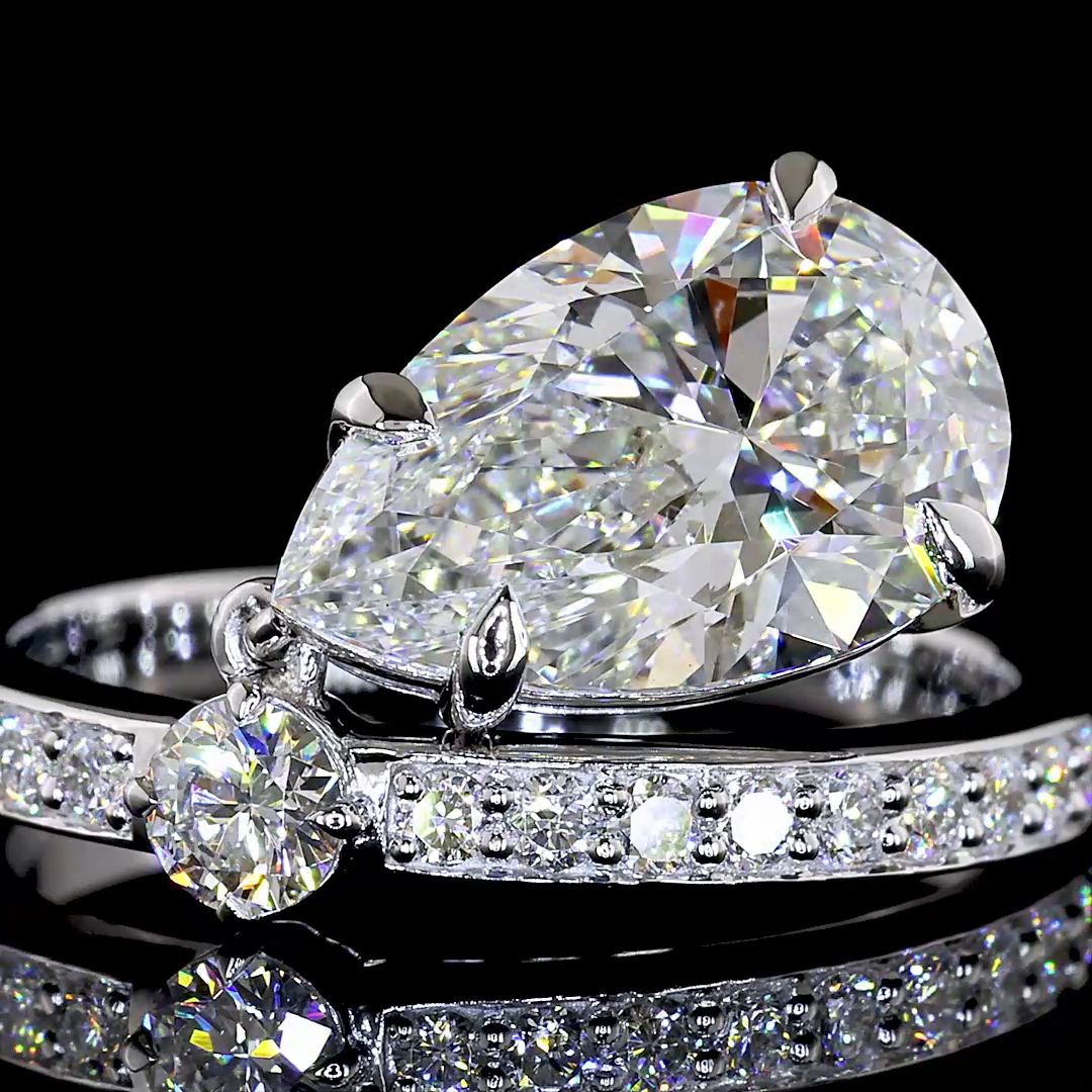 3.61 CTTW Pear Lab Diamond Special Ring (F Color and VS2 Clarity)