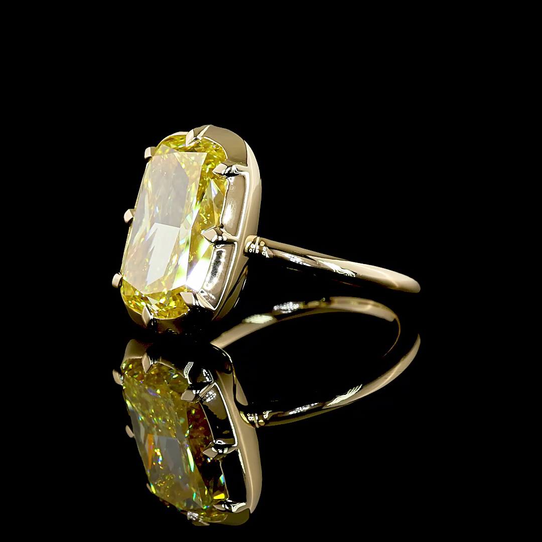 6.61 CT Cushion Modified Lab Grown Diamond Solitaire Ring Sz. 5 (FV.YL Color and VS1 Clarity)