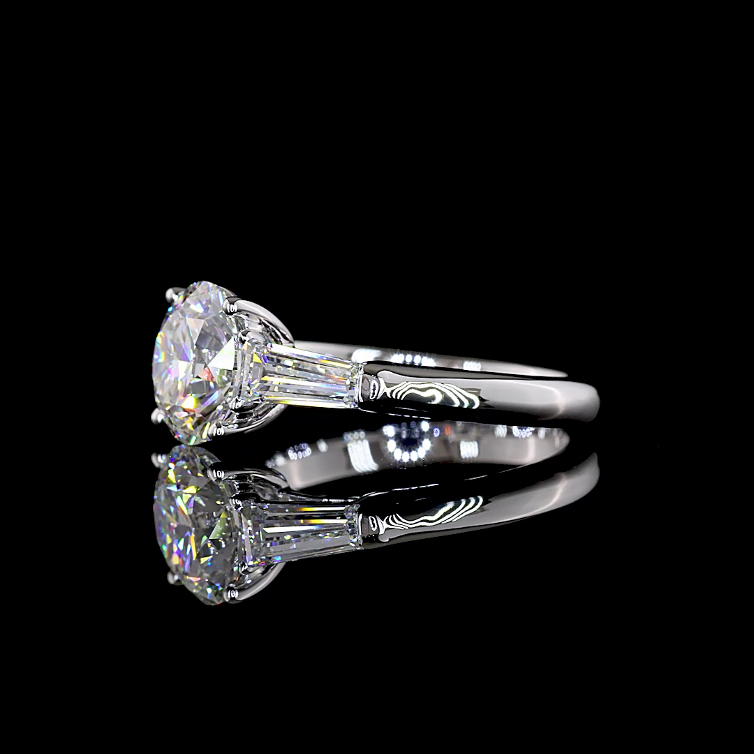 2.60 CTTW Round Lab Grown Diamond 3 Stones Ring Sz. 5.5 (E Color and VS1 Clarity)