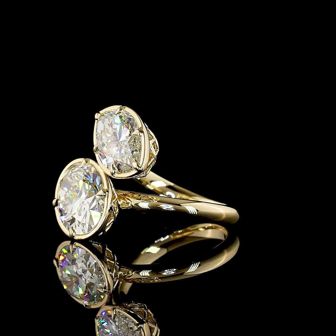 7.04 CTTW Oval Lab Grown Diamond Toi et Moi Ring Sz. 6.5 (F Color and VS1 Clarity)