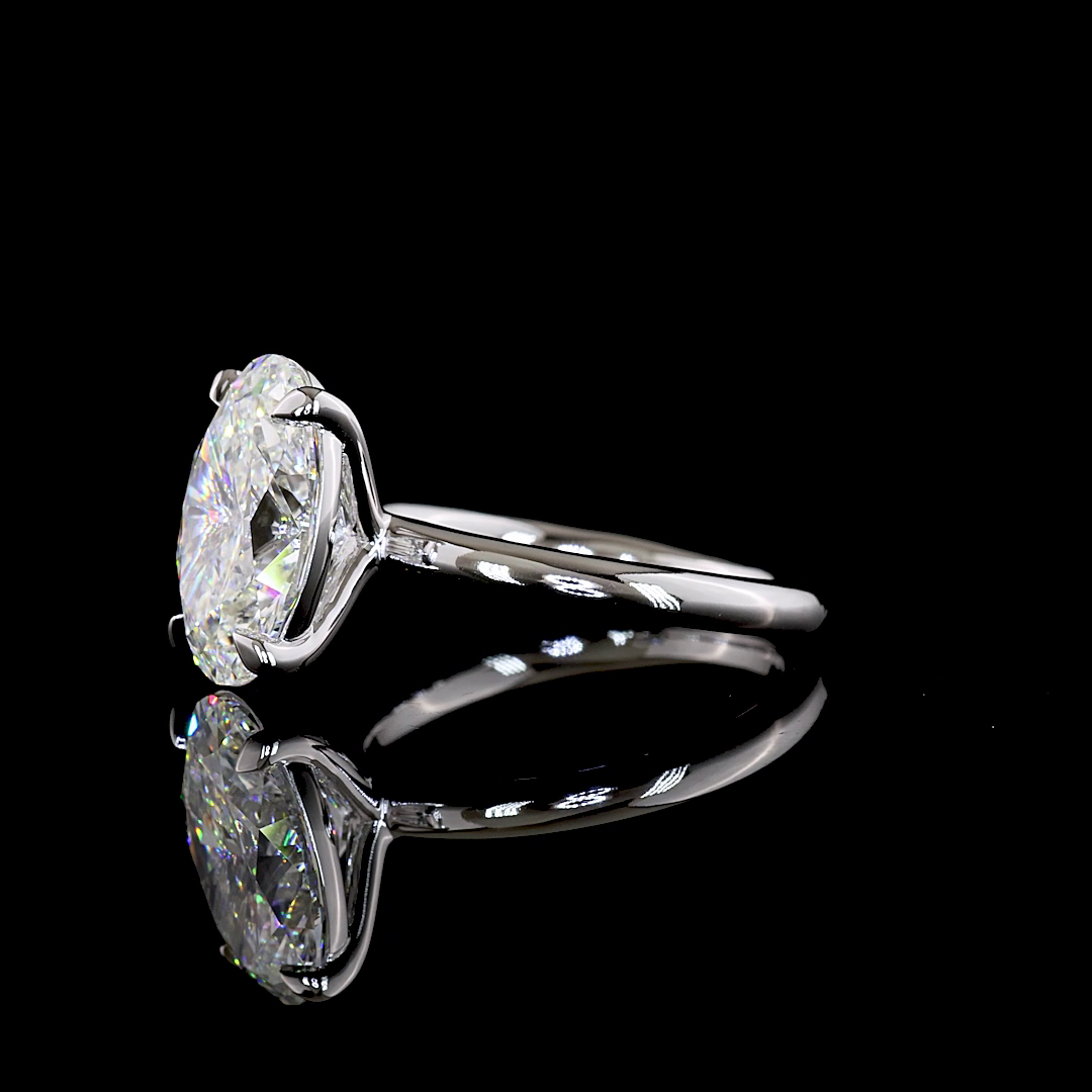 4.21 CT Oval Lab Grown Diamond Solitaire Ring Sz. 6.5 (F Color and VS1 Clarity)