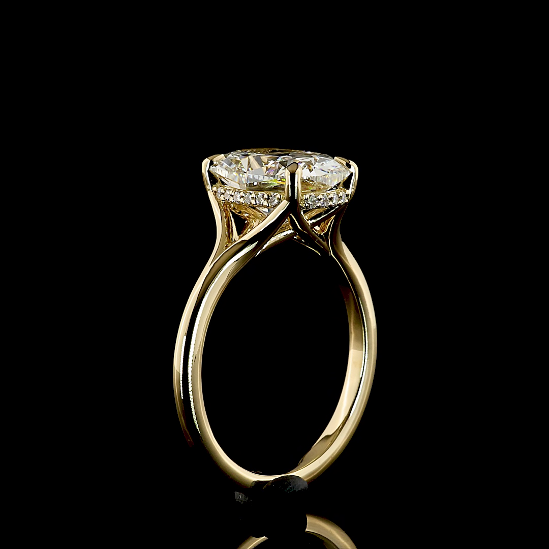 3.18 CTTW Cushion Brilliant Lab Grown Diamond Hidden Halo Ring Sz. 6.5 (F Color and VS2 Clarity)