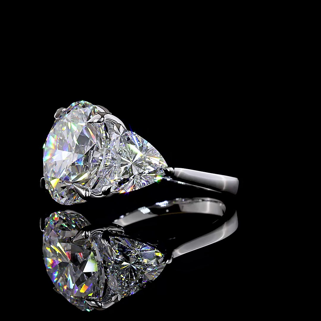 11.69 CTTW Round Lab Grown Diamond 3 Stones Ring Sz. 4 (E Color and VS1 Clarity)