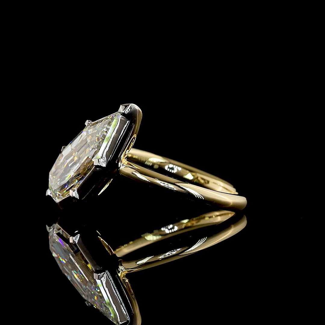 3.65 CT STEP PEAR Lab Grown Diamond Solitaire Ring Sz. 6.5 (F Color and VVS2 Clarity)