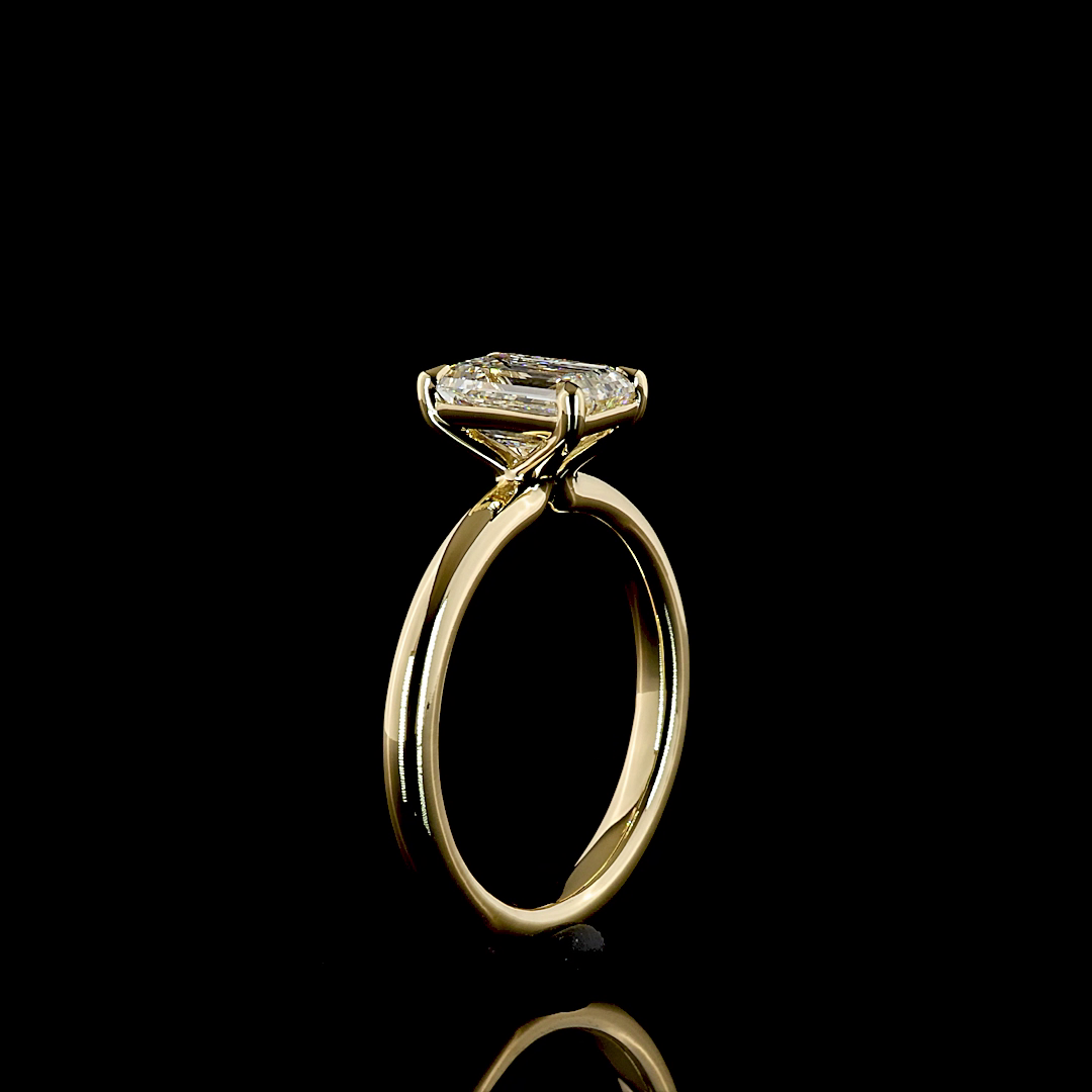 1.58 CT Emerald Lab Grown Diamond Solitaire Ring Sz. 6.5 (E Color and VVS2 Clarity)