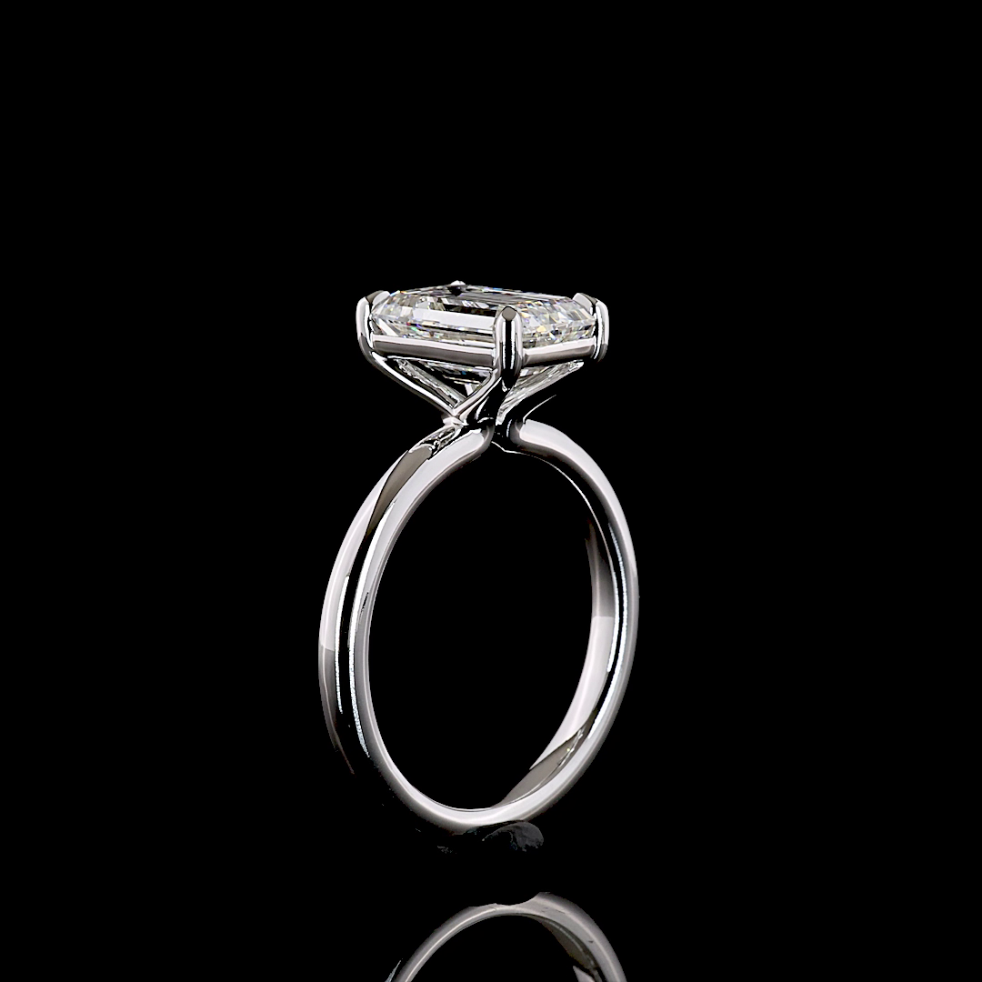 3.05 CT Emerald Lab Grown Diamond Solitaire Ring Sz. 6.5 (E Color and VVS2 Clarity)