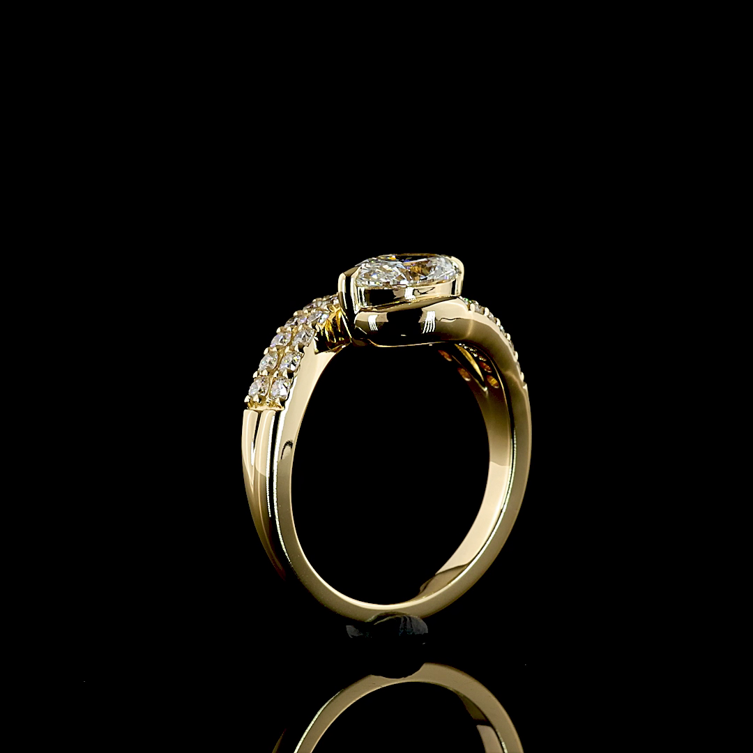 1.44 CTTW Oval Lab Grown Diamond Solitaire Diamond Shank Ring Sz. 6.5 (E Color and VS1 Clarity)