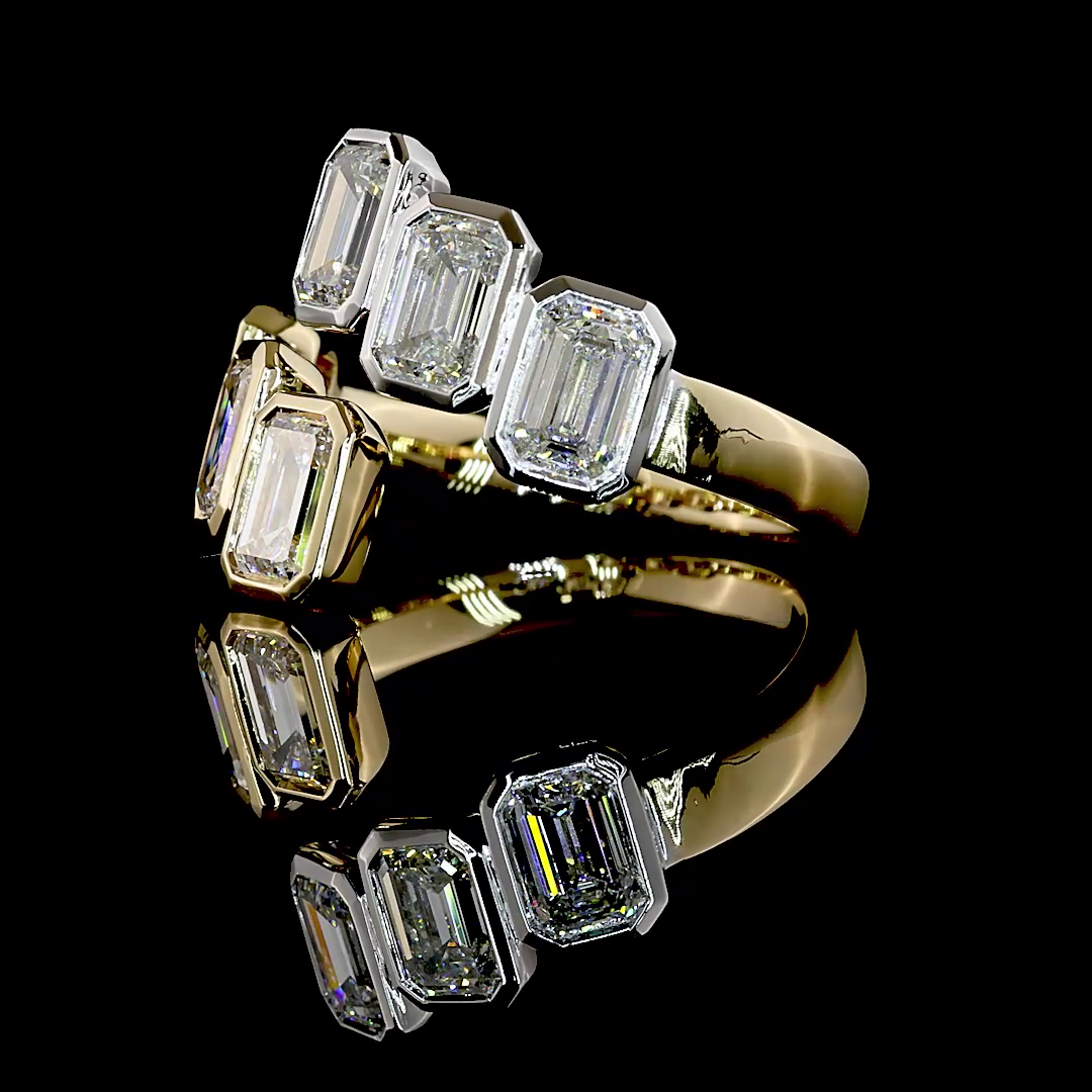3.13 CTTW Emerald Lab Grown Diamond Special Ring Sz. 5.75 (E Color and VS1 Clarity)