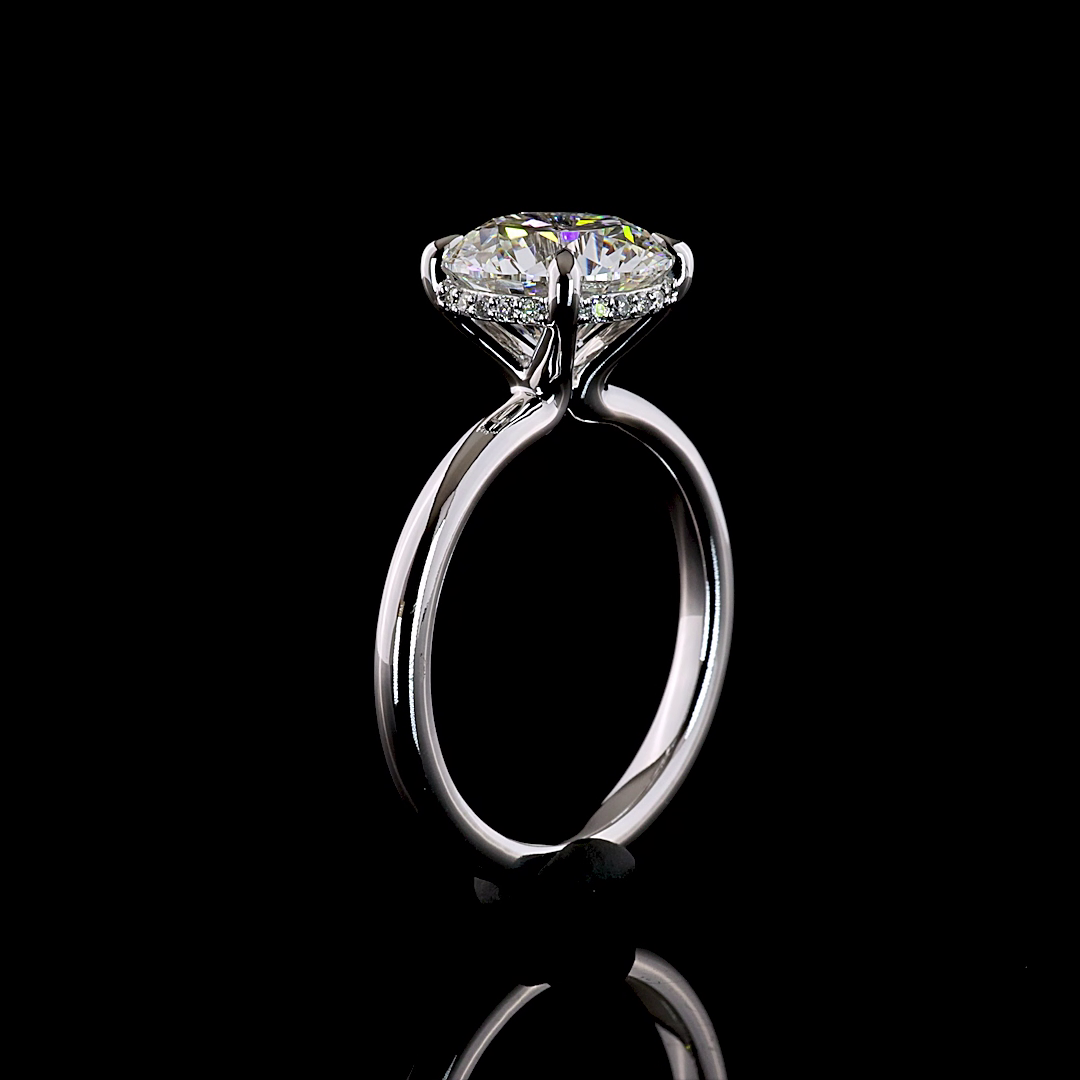 3.15 CTTW Round Lab Grown Diamond Hidden Halo Ring Sz. 6.5 (E Color and VVS2 Clarity)
