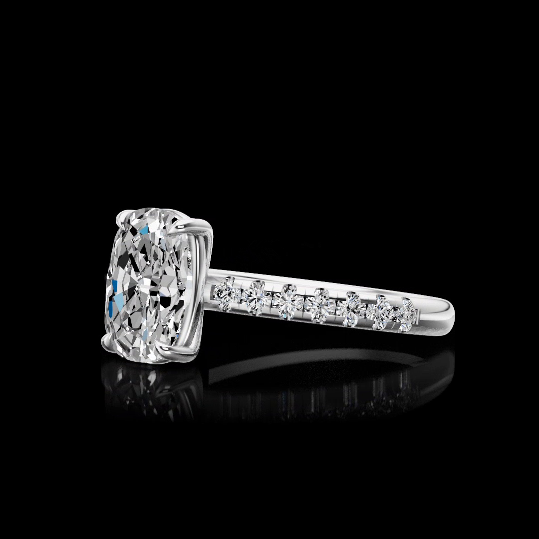 2.70 CTTW Cushion Lab Grown Diamond Solitaire Diamond Shank Ring Sz. 5.75 (E Color and VVS2 Clarity)