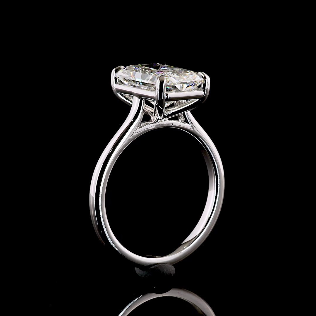 3.66 CT Radiant Lab Grown Diamond Solitaire Ring Sz. 6.5 (F Color and VVS1 Clarity)