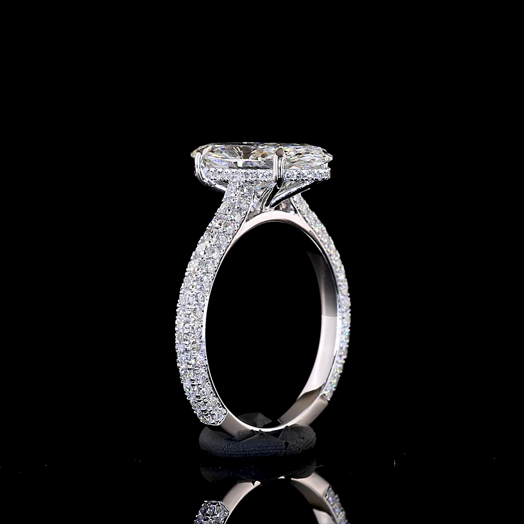 3.50 CTTW MO Lab Grown Diamond Hidden Halo Ring Sz. 6.5 (E Color and VVS2 Clarity)