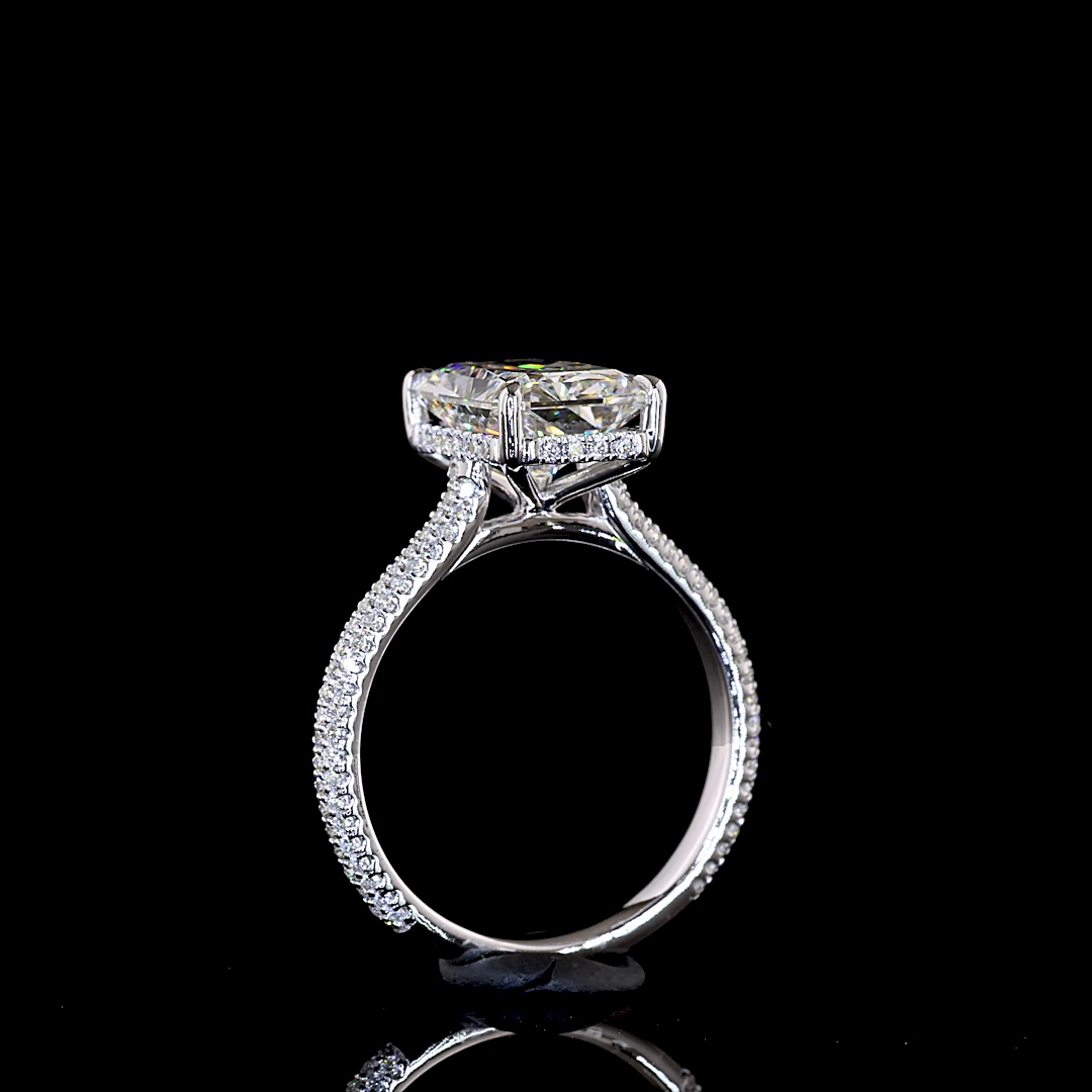4.28 CTTW Radiant Lab Grown Diamond Solitaire Diamond Shank Ring Sz. 6.5 (F Color and VVS2 Clarity)