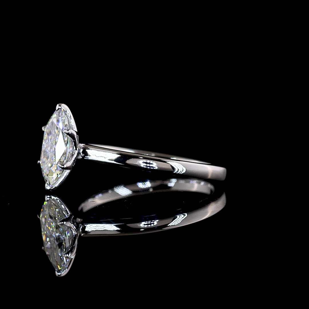 1.02 CT Antique Marquise Lab Grown Diamond Solitaire Ring Sz. 6.5 (F Color and VVS1 Clarity)
