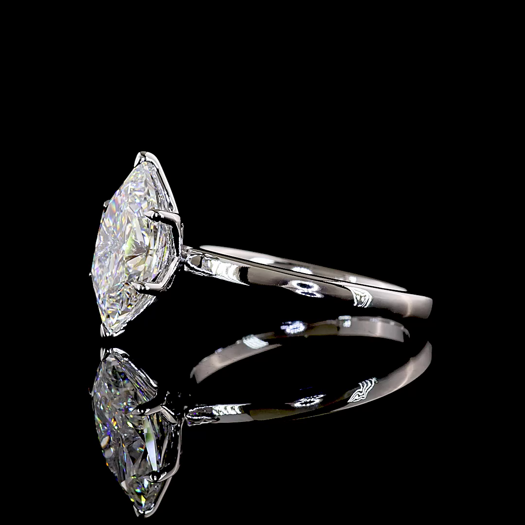 3.02 CT Antique Marquise Lab Grown Diamond Solitaire Diamond Shank Ring Sz. 6.5 (E Color and VS1 Clarity)
